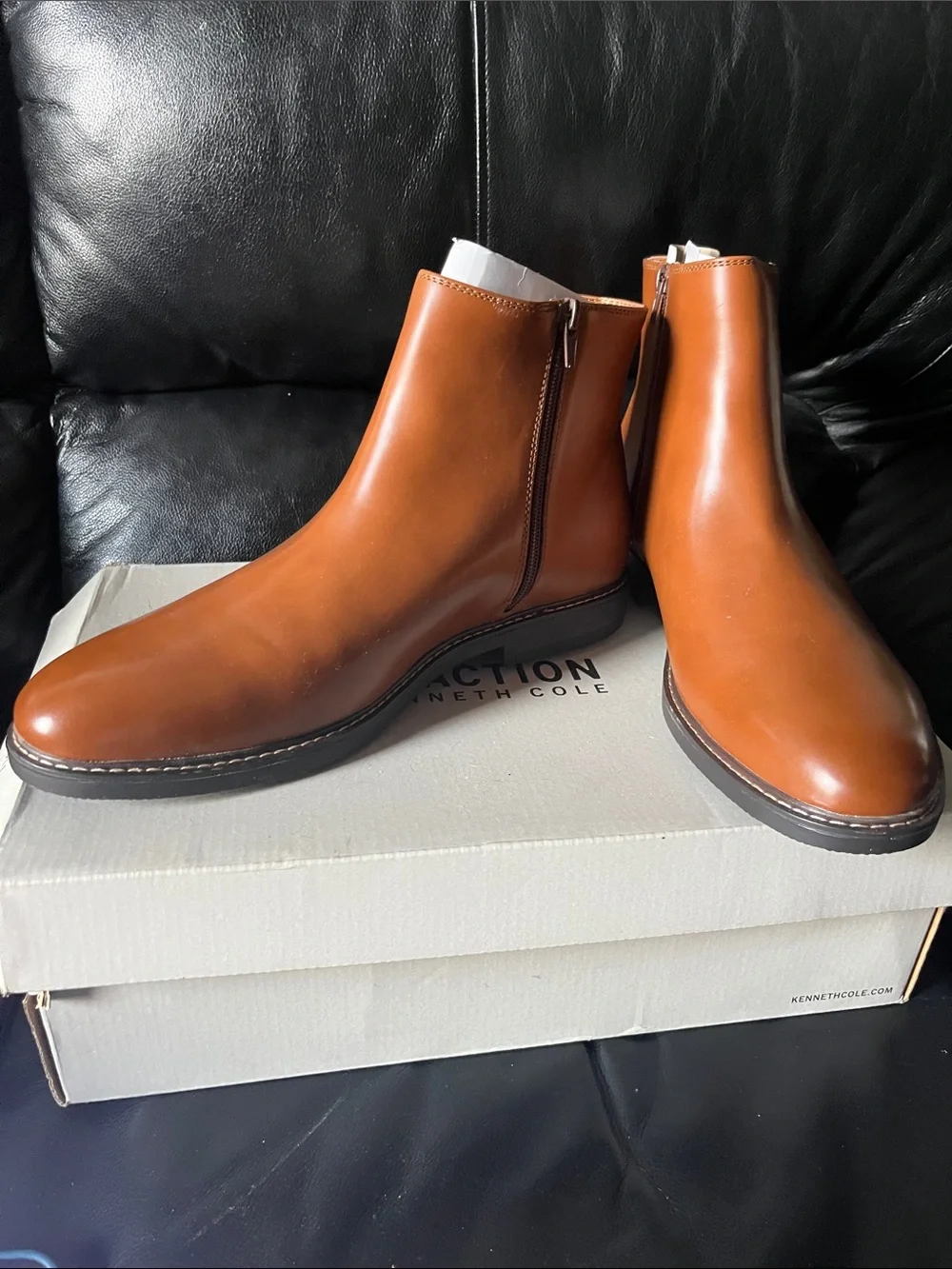 Kenneth Cole Men’s Cognac  Chukka Zip Boots